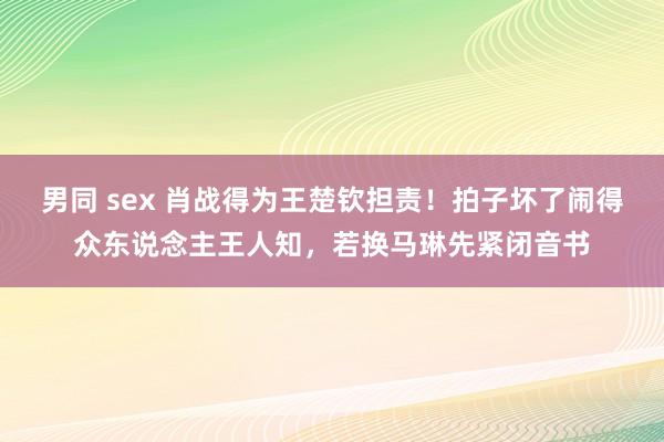 男同 sex 肖战得为王楚钦担责！拍子坏了闹得众东说念主王人知，若换马琳先紧闭音书