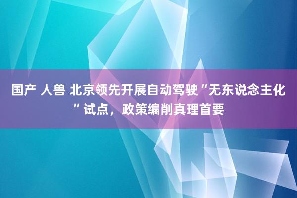 国产 人兽 北京领先开展自动驾驶“无东说念主化”试点，政策编削真理首要