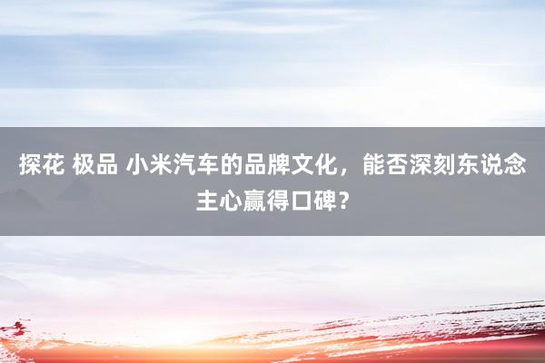 探花 极品 小米汽车的品牌文化，能否深刻东说念主心赢得口碑？