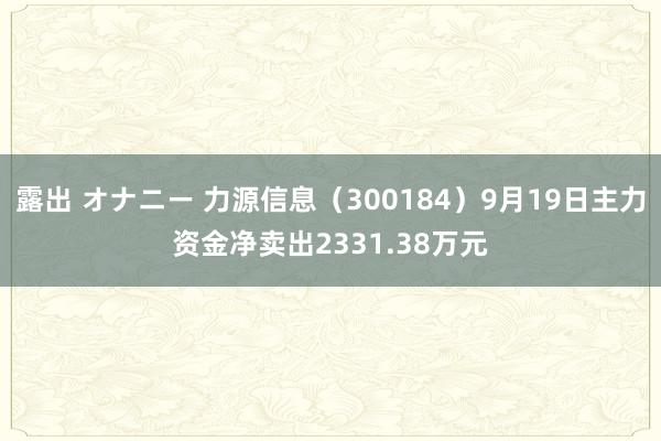 露出 オナニー 力源信息（300184）9月19日主力资金净卖出2331.38万元