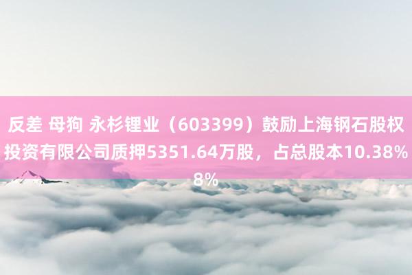 反差 母狗 永杉锂业（603399）鼓励上海钢石股权投资有限公司质押5351.64万股，占总股本10.38%