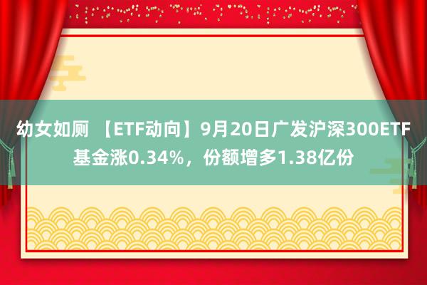 幼女如厕 【ETF动向】9月20日广发沪深300ETF基金涨0.34%，份额增多1.38亿份