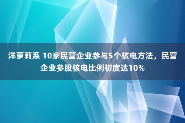 洋萝莉系 10家民营企业参与5个核电方法，民营企业参股核电比例初度达10%