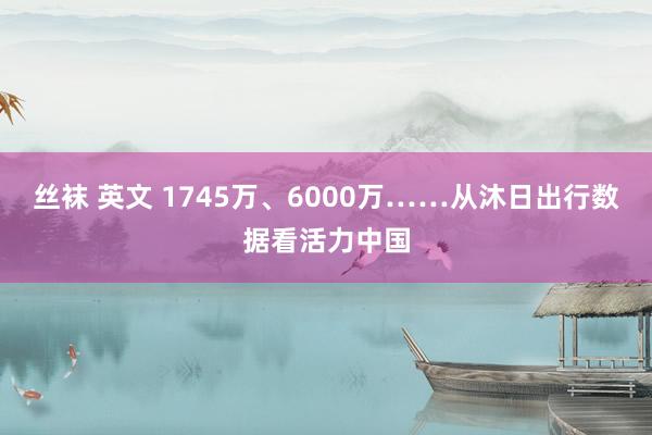 丝袜 英文 1745万、6000万……从沐日出行数据看活力中国