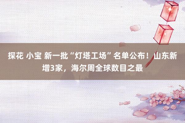 探花 小宝 新一批“灯塔工场”名单公布！山东新增3家，海尔周全球数目之最