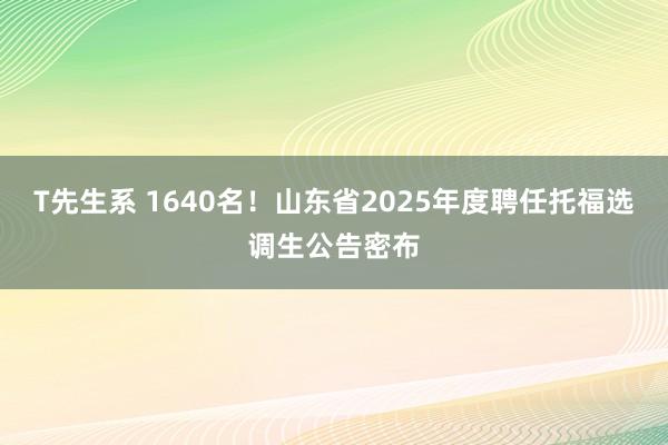 T先生系 1640名！山东省2025年度聘任托福选调生公告密布