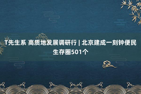 T先生系 高质地发展调研行 | 北京建成一刻钟便民生存圈501个