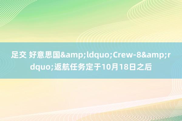 足交 好意思国&ldquo;Crew-8&rdquo;返航任务定于10月18日之后