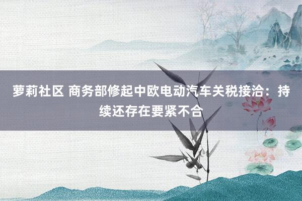 萝莉社区 商务部修起中欧电动汽车关税接洽：持续还存在要紧不合