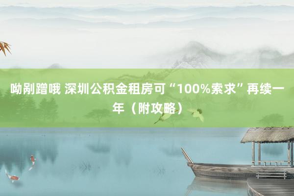 呦剐蹭哦 深圳公积金租房可“100%索求”再续一年（附攻略）