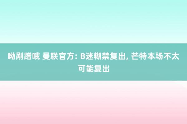 呦剐蹭哦 曼联官方: B迷糊禁复出， 芒特本场不太可能复出