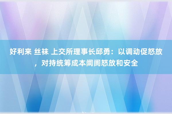 好利来 丝袜 上交所理事长邱勇：以调动促怒放，对持统筹成本阛阓怒放和安全