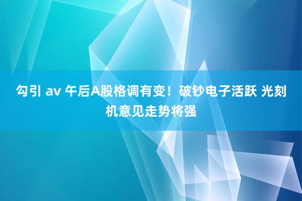 勾引 av 午后A股格调有变！破钞电子活跃 光刻机意见走势将强