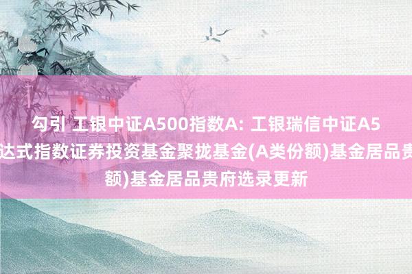 勾引 工银中证A500指数A: 工银瑞信中证A500走动型通达式指数证券投资基金聚拢基金(A类份额)基金居品贵府选录更新