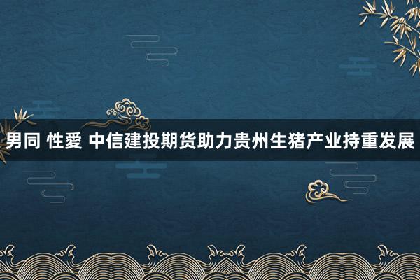 男同 性愛 中信建投期货助力贵州生猪产业持重发展