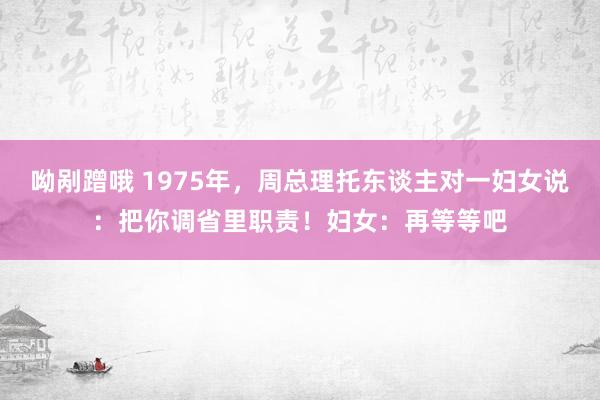 呦剐蹭哦 1975年，周总理托东谈主对一妇女说：把你调省里职责！妇女：再等等吧