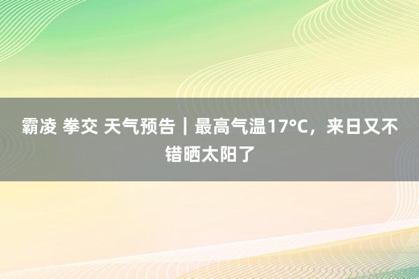 霸凌 拳交 天气预告｜最高气温17°C，来日又不错晒太阳了