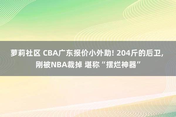 萝莉社区 CBA广东报价小外助! 204斤的后卫， 刚被NBA裁掉 堪称“摆烂神器”