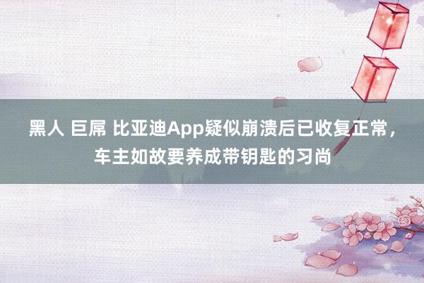 黑人 巨屌 比亚迪App疑似崩溃后已收复正常，车主如故要养成带钥匙的习尚