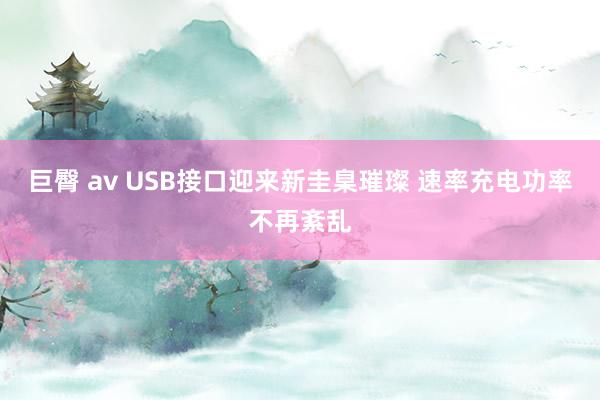 巨臀 av USB接口迎来新圭臬璀璨 速率充电功率不再紊乱