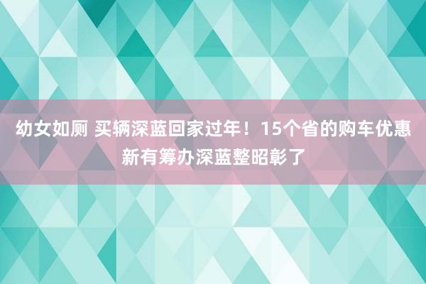 幼女如厕 买辆深蓝回家过年！15个省的购车优惠新有筹办深蓝整昭彰了