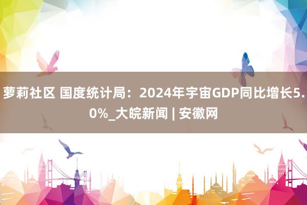 萝莉社区 国度统计局：2024年宇宙GDP同比增长5.0%_大皖新闻 | 安徽网