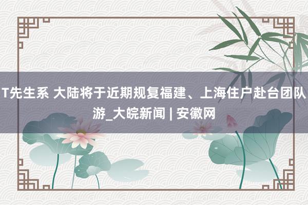 T先生系 大陆将于近期规复福建、上海住户赴台团队游_大皖新闻 | 安徽网