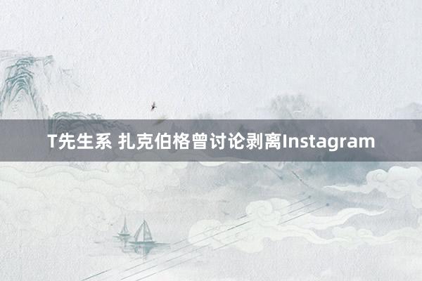 T先生系 扎克伯格曾讨论剥离Instagram